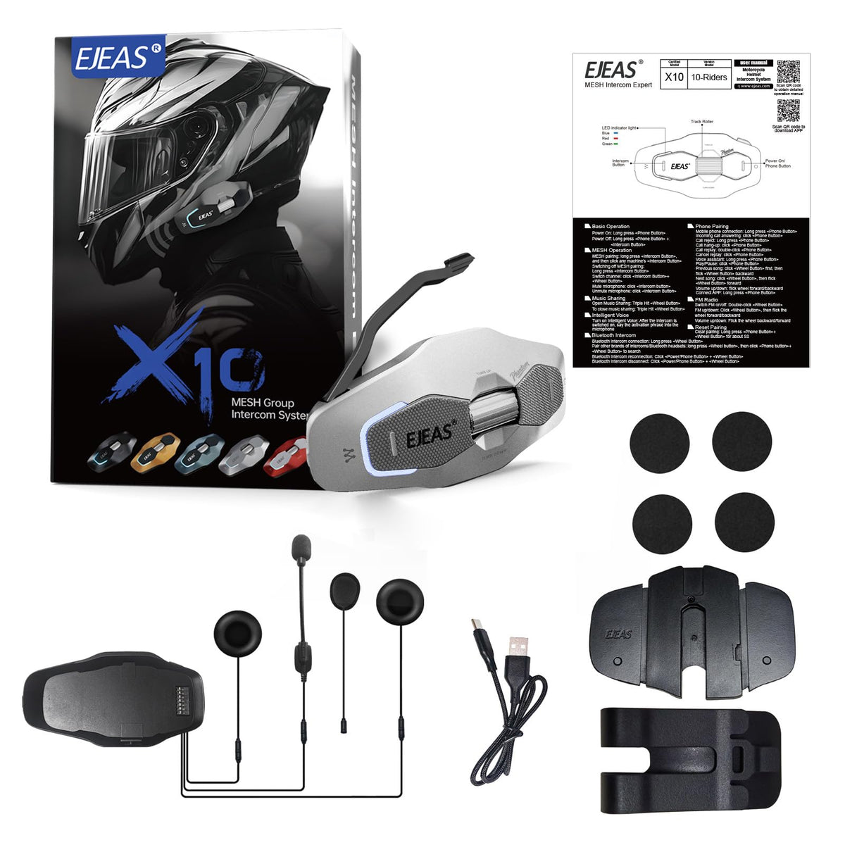 Casco de Motocicleta iSunergy X10 Bluetooth Negro con Intercomunicador y Reducción de Ruido para Hombre
