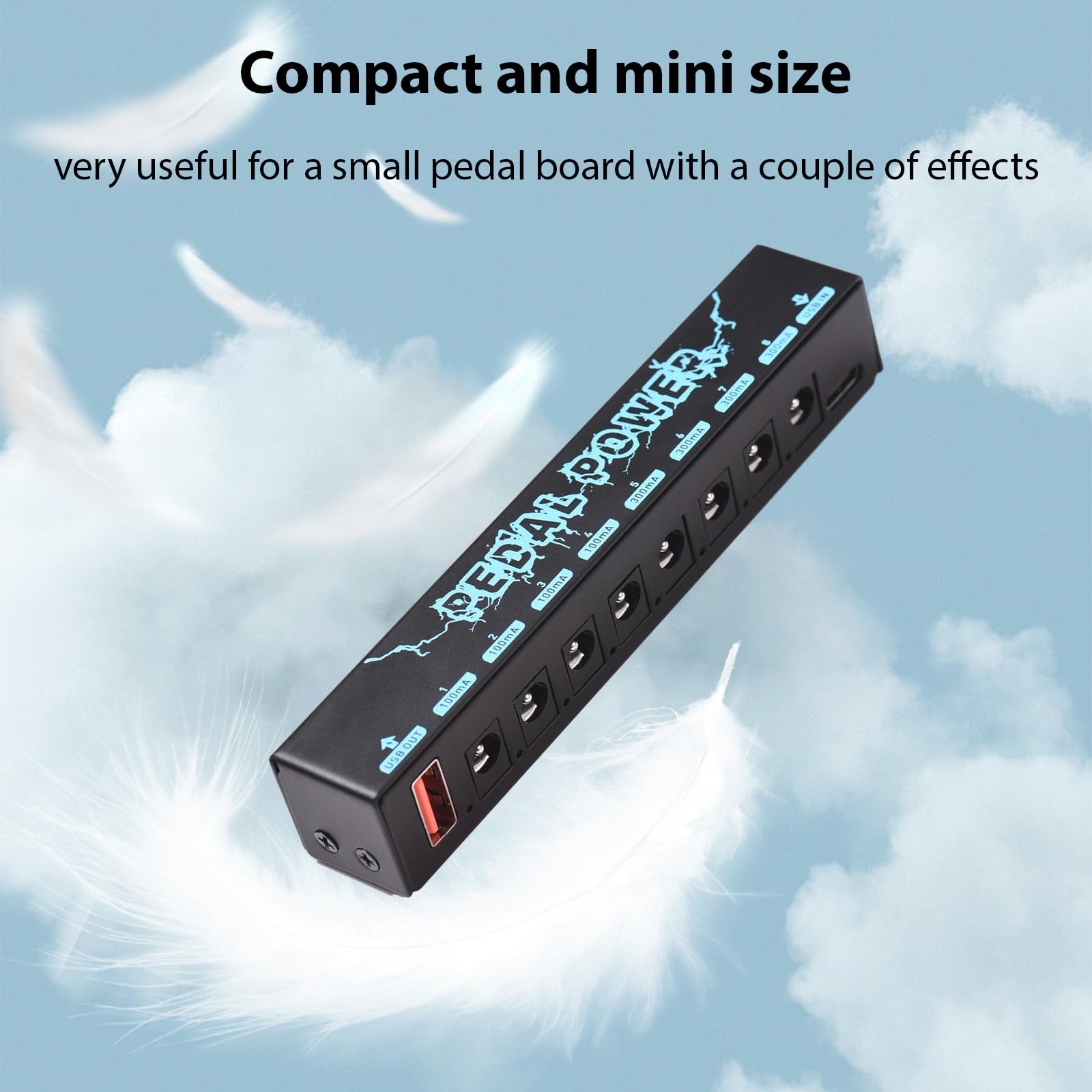 Pedal de Guitarra Power Guitar Effector Negro con Salidas DC Aisladas y USB