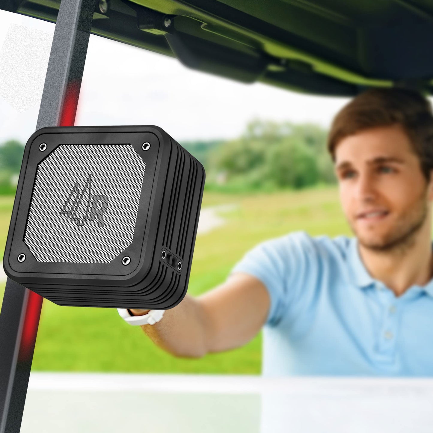 RANGLAND - Altavoces magnéticos Bluetooth estéreo de doble emparejamiento para carritos de golf (paquete de 2) impermeables, IPX6, sonido envolvente inalámbrico con soporte de barra magnética
