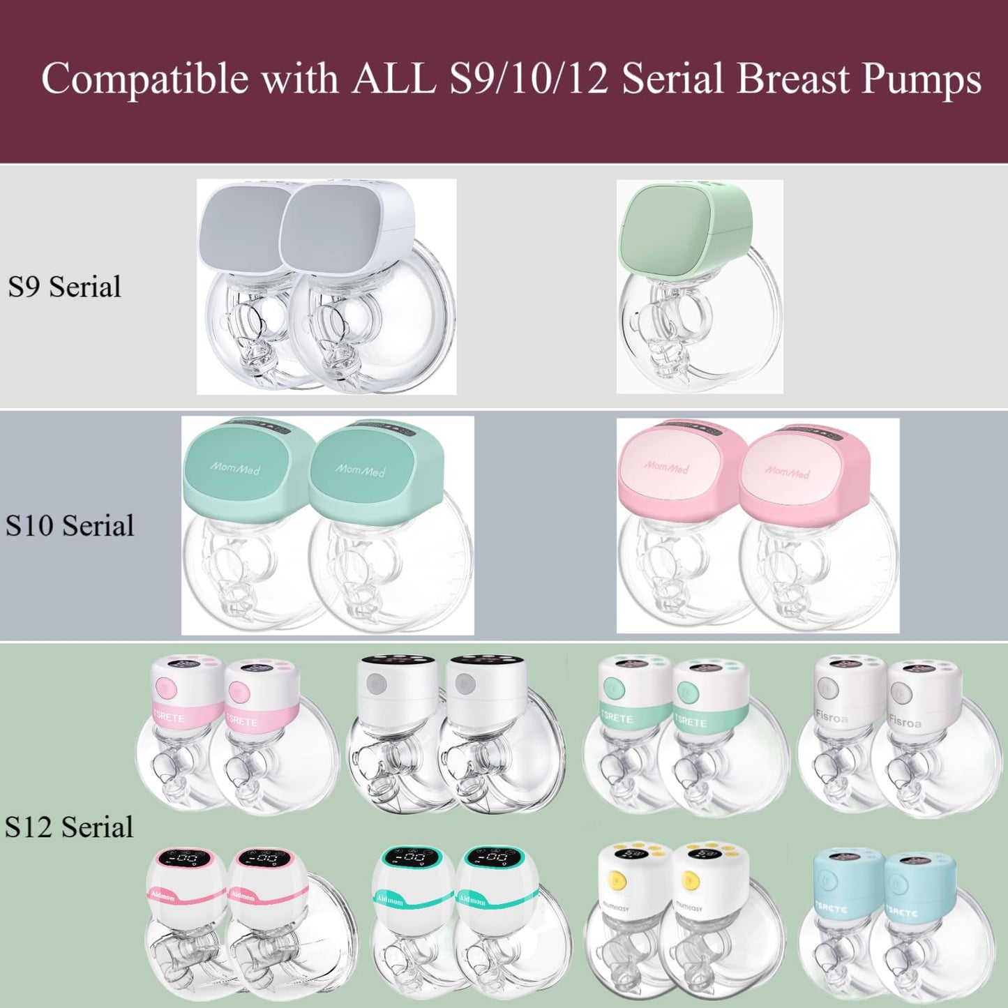 JIMOWANG - Diafragma de silicona, 6 piezas, compatible con TSRETE/kmaier/eulumap/Momcozy S9/S12, extractor de leche portátil, accesorios de repuesto para Momcozy/TSRETE, 6 piezas