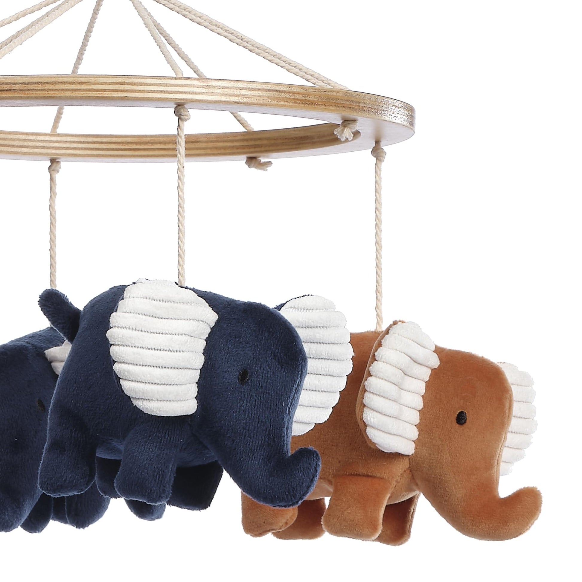 Lambs & Ivy Juguete de elefante juguetón azul/blanco musical para cuna de bebé