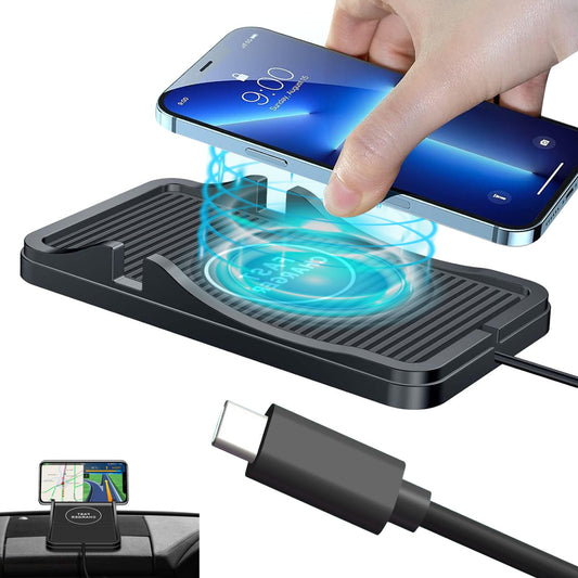 IOPDXZW Base de Carga inalámbrica para Auto,15 W Cargador inalambrico automovil tapete, Almohadilla de Carga inalámbrica para Auto para teléfonos móviles y Auriculares con Carga inalámbrica
