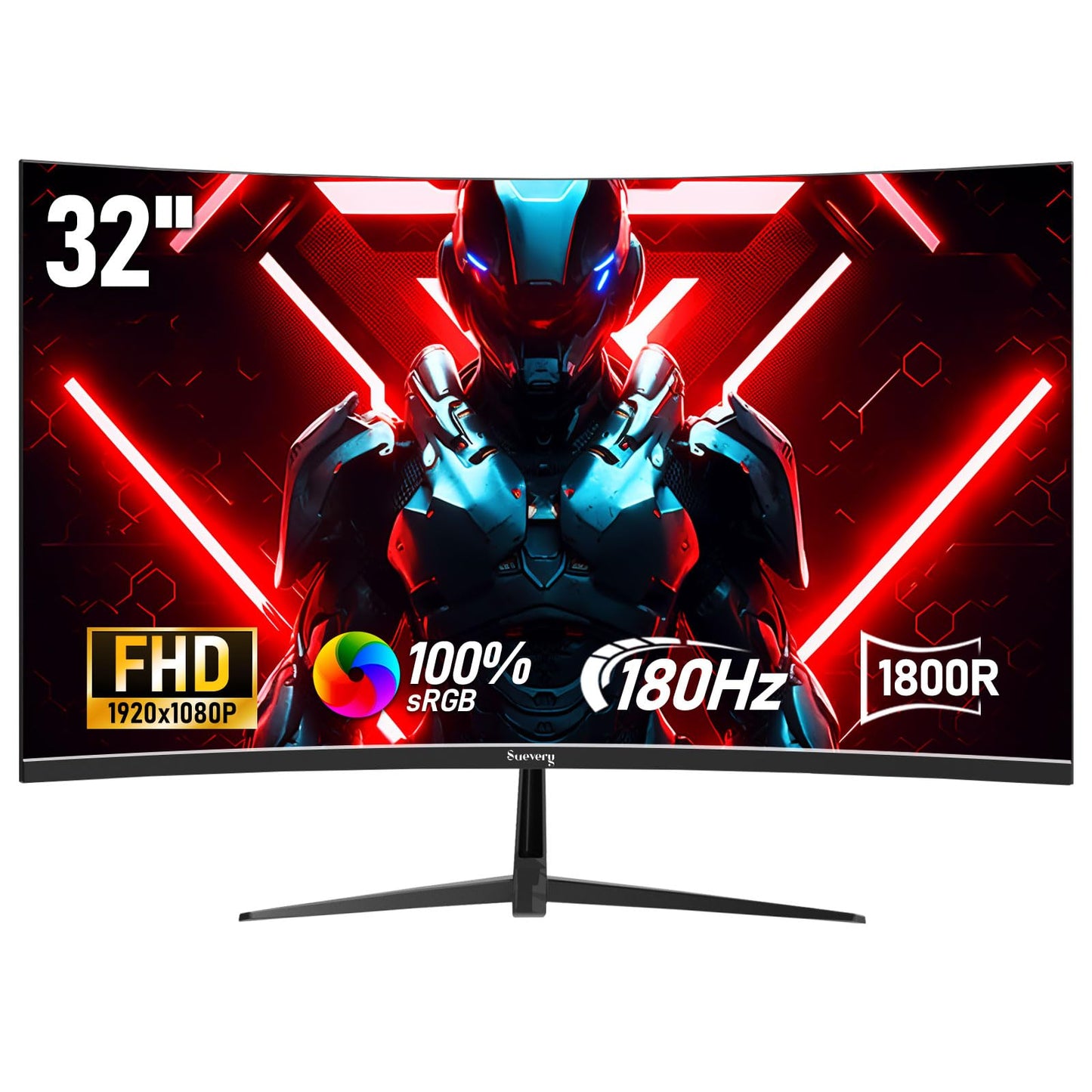 suevery 32 Pulgadas Gamer Monitor 180Hz FHD(1920x1080) Monitores de Computadora Curvo 1800R 1080P 100% sRGB FreeSync 1ms(GTG) Apoyo DP HDMI HDR VESA Pantalla para Pc