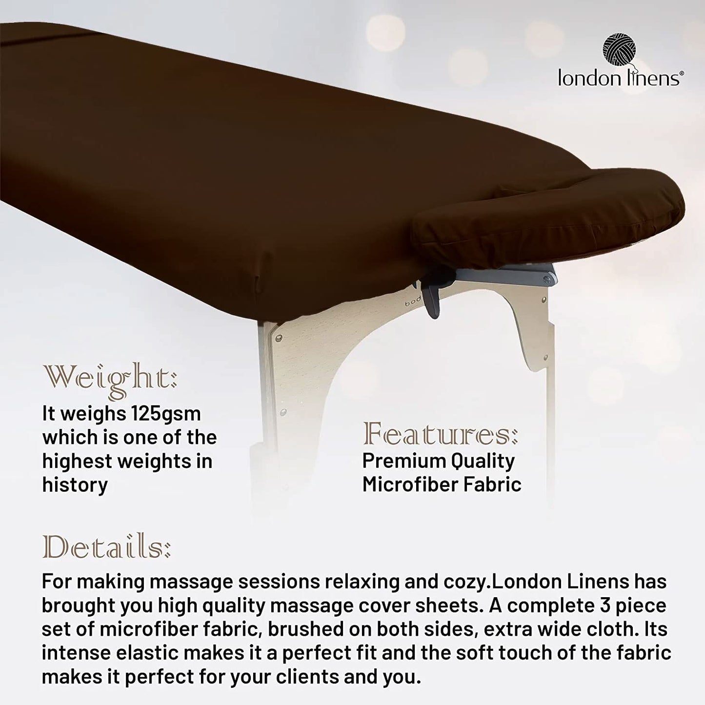 LONDON LINENS - Sábanas de microfibra suave de 3 piezas, superligeras, resistentes a las manchas y a las arrugas, incluye funda de mesa, sábana bajera ajustable y funda de reposacarros (Mocha)