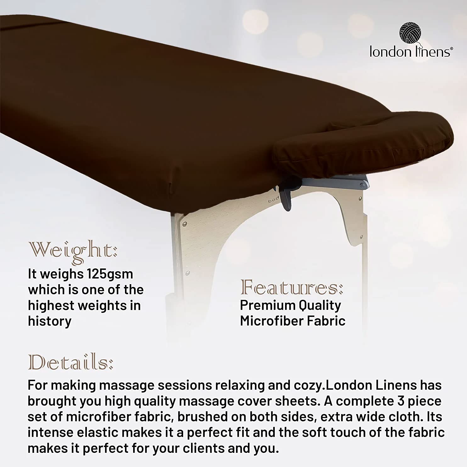 LONDON LINENS - Sábanas de microfibra suave de 3 piezas, superligeras, resistentes a las manchas y a las arrugas, incluye funda de mesa, sábana bajera ajustable y funda de reposacarros (Mocha)