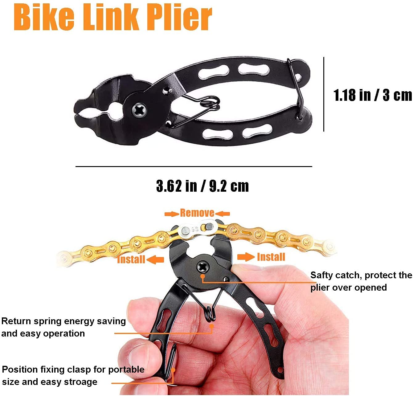 HHLC - Bomba de neumático de bicicleta, kit de herramientas de reparación de bicicleta, bolsa de sillín para bicicleta, parches, herramienta multifunción 11 en 1, palanca, alicates de enlace, falta para Road Mountain BMX, divisor de interruptor de cadena