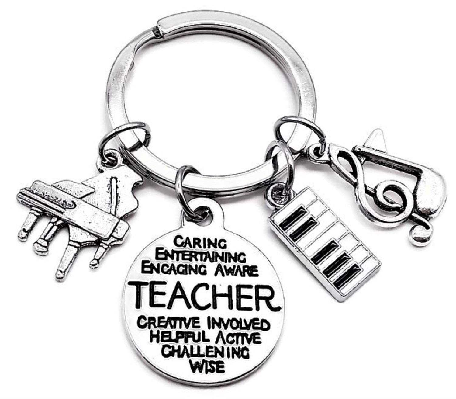 Llavero para profesor de piano, llavero para piano, llavero de música, llavero para profesor de música, llavero para notas musicales, llavero para instrumento musical, dije para teclado de piano,