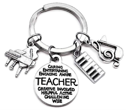 Llavero para profesor de piano, llavero para piano, llavero de música, llavero para profesor de música, llavero para notas musicales, llavero para instrumento musical, dije para teclado de piano,