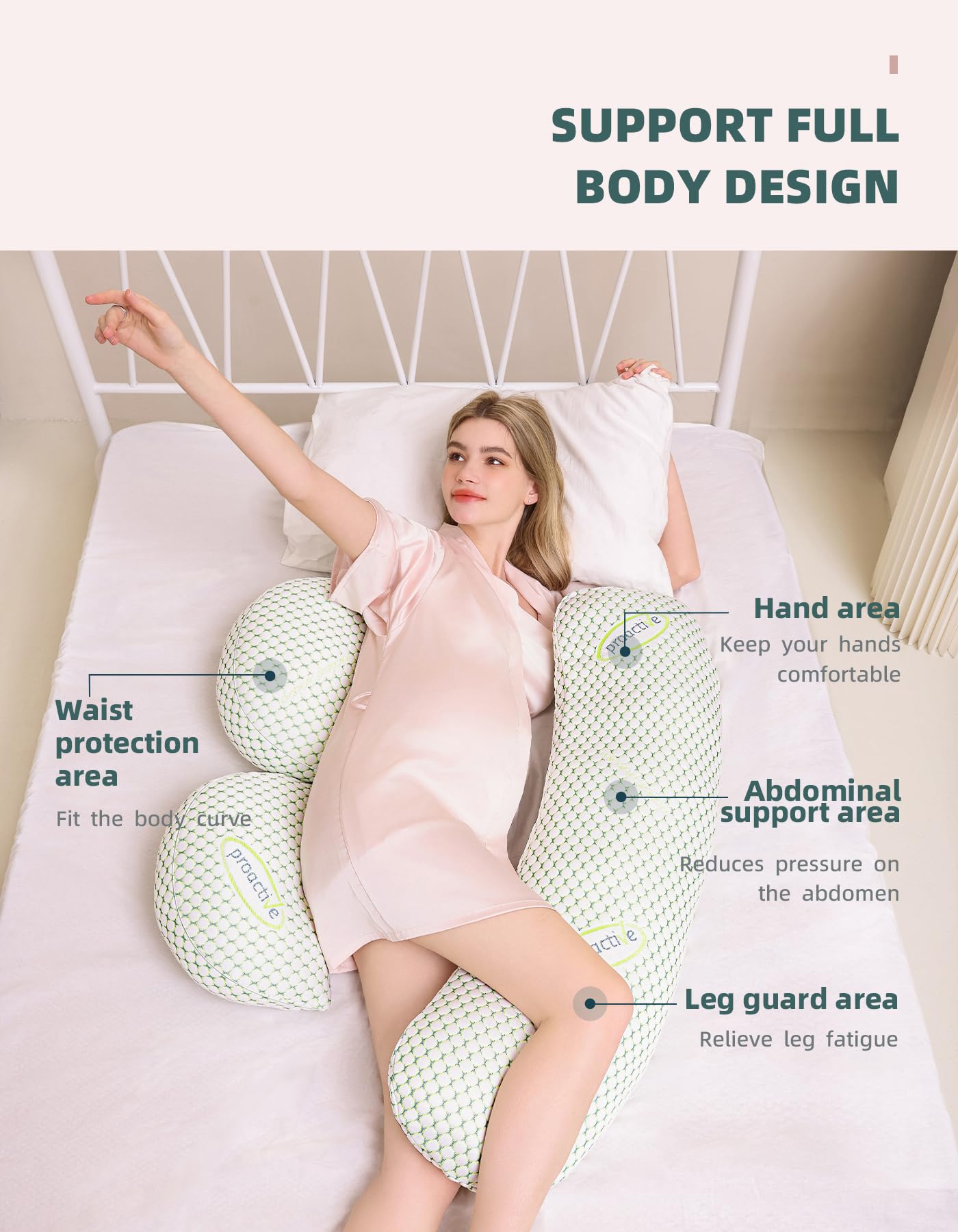 Almohada de Embarazo Suave con Funda Desmontable y Ajustable para Mujer