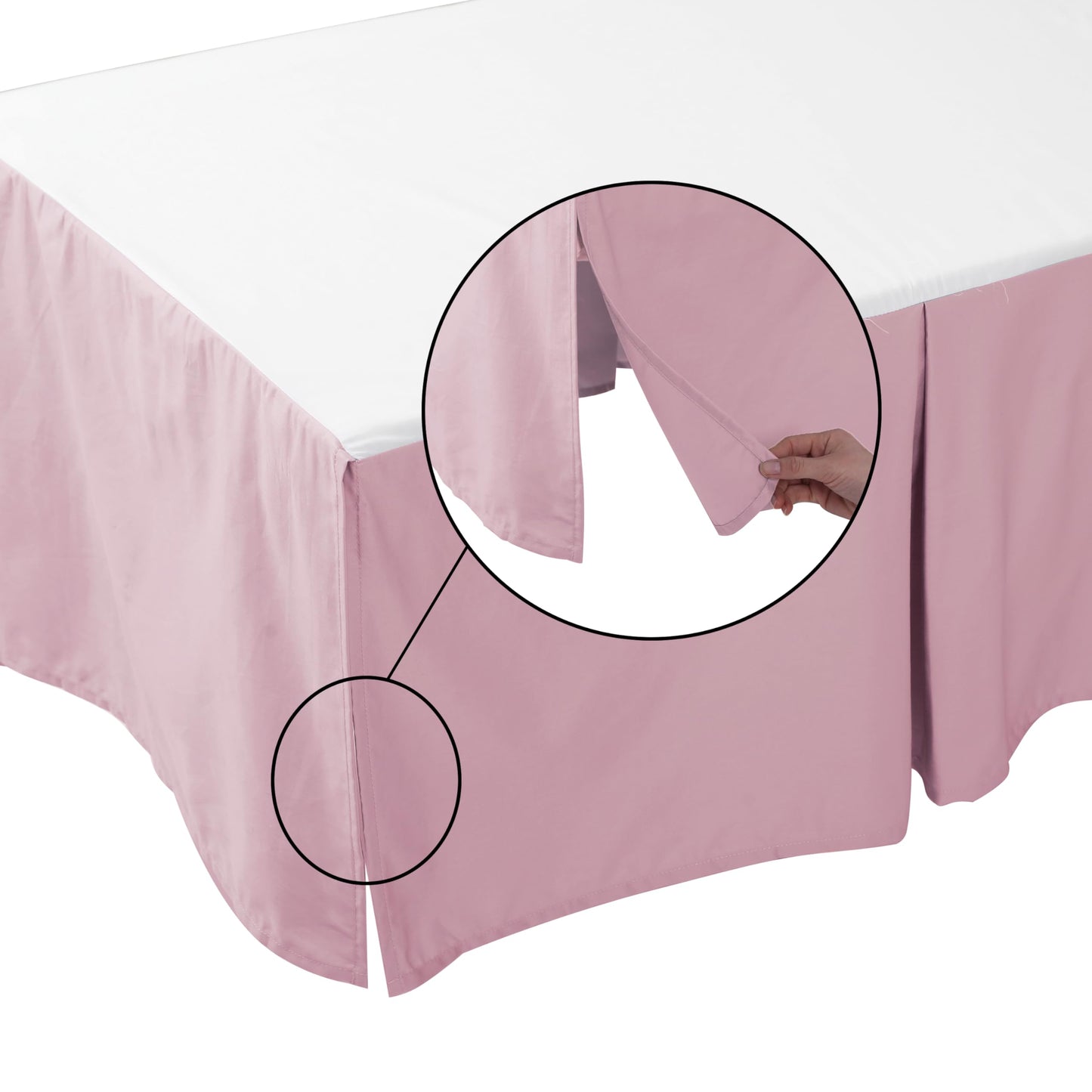 Falda para cuna, 100% algodón egipcio de 400 hilos, suave y transpirable, para bebés, niños y niñas, 52 x 28 pulgadas, con falda de cama de cuna de 14 pulgadas, resistente a la decoloración (rosa sólido)