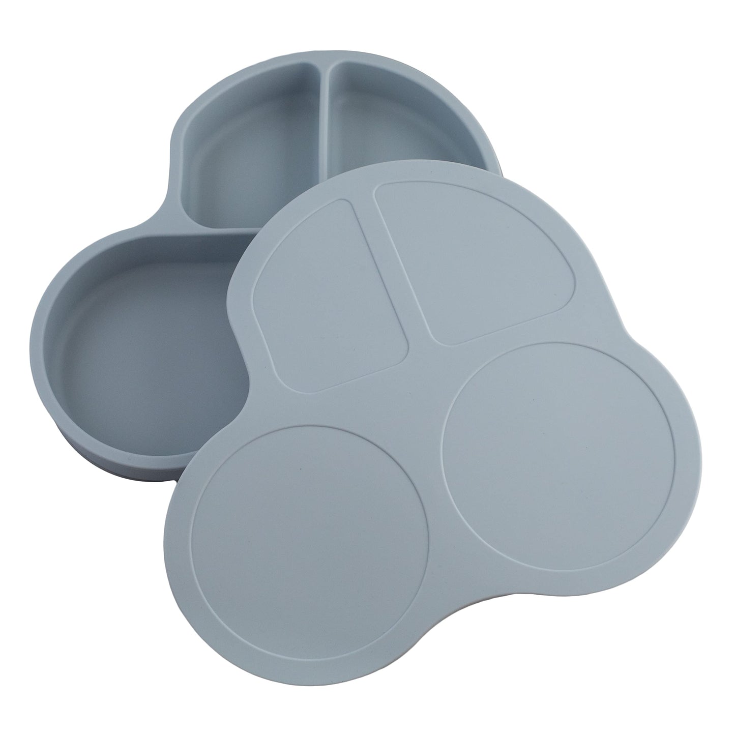 Plato de Silicón PAPU BABY Azul Pastel con Divisiones y Succión para Bebés