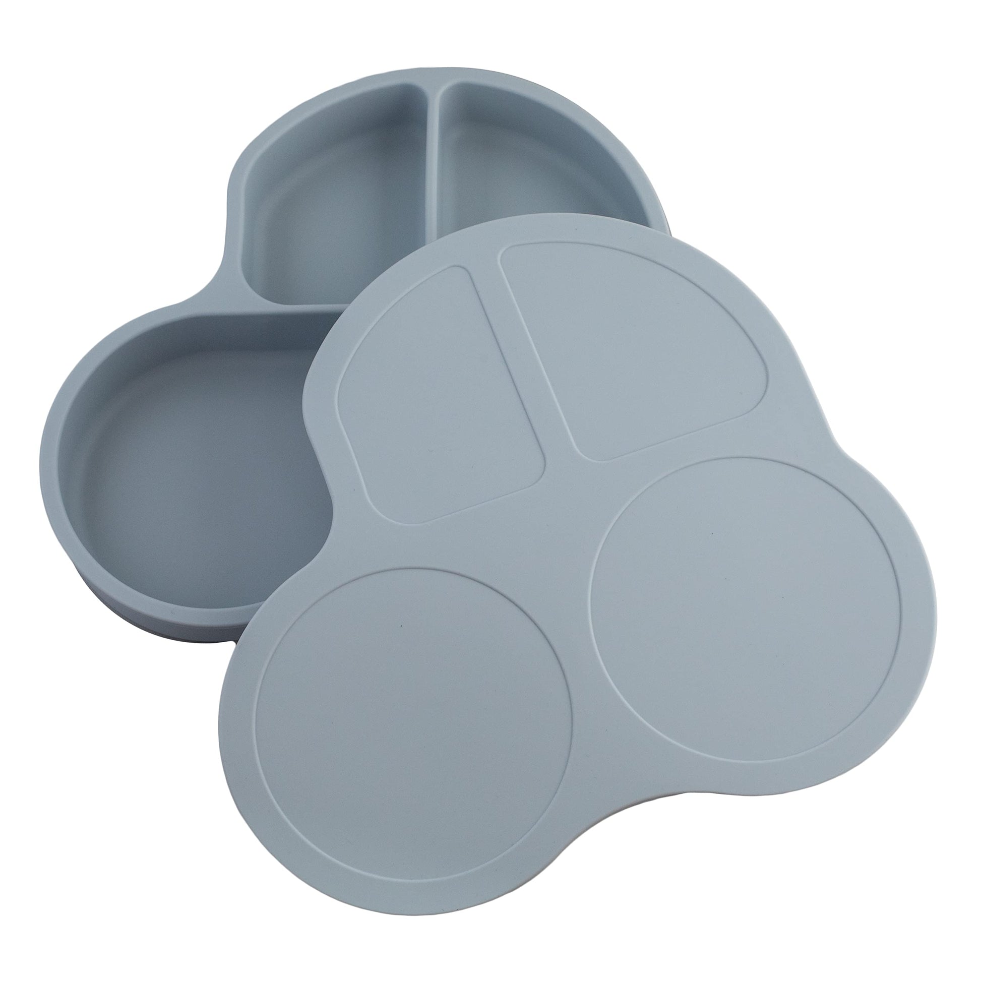 Plato de Silicón PAPU BABY Azul Pastel con Divisiones y Succión para Bebés