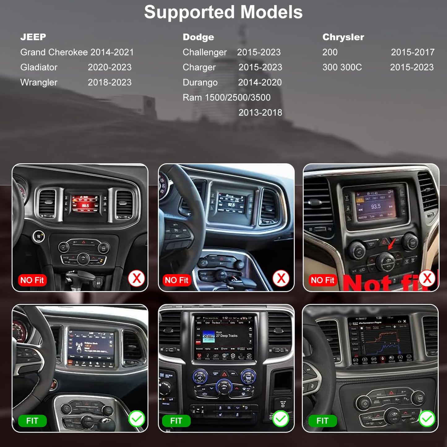Radio para Coche de 4+64 GB para Jeep Grand Cherokee 2014-2021, Dodge Challenger Charger 2015-2023, RAM 1500/2500/3500 2013-2018 Estéreo, CarPlay, GPS (Solo Compatible con Pantallas de 8,4 Pulgadas)