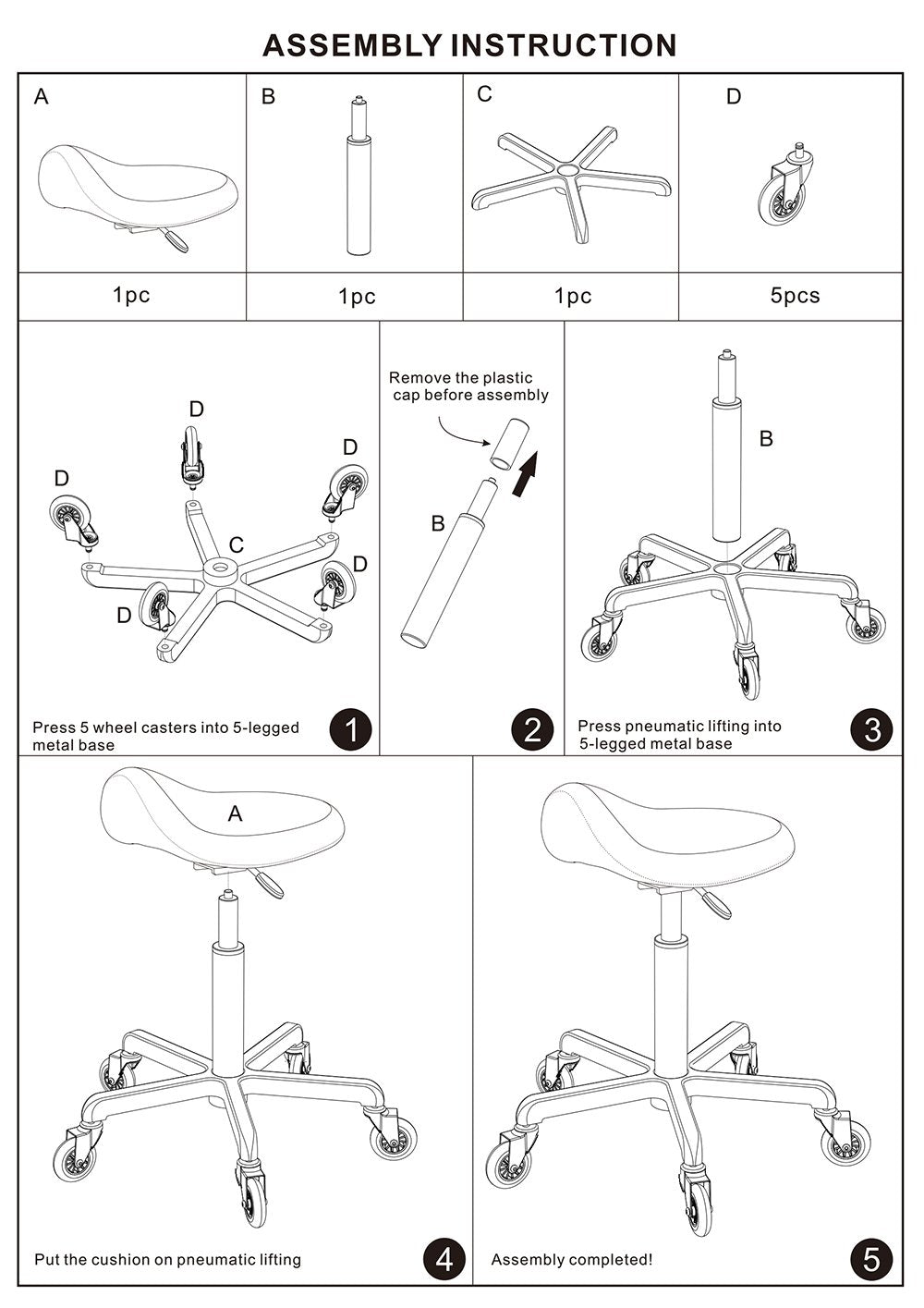 FRNIAMC - Taburete profesional con ruedas ergonómico giratorio de altura ajustable para clínica, dentista, salón de belleza, tatuaje, oficina en casa (negro)