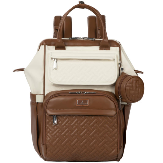 Mochila para Pañales BabbleRoo Beige Gran Capacidad Impermeable con Funda para Chupete Extraíble