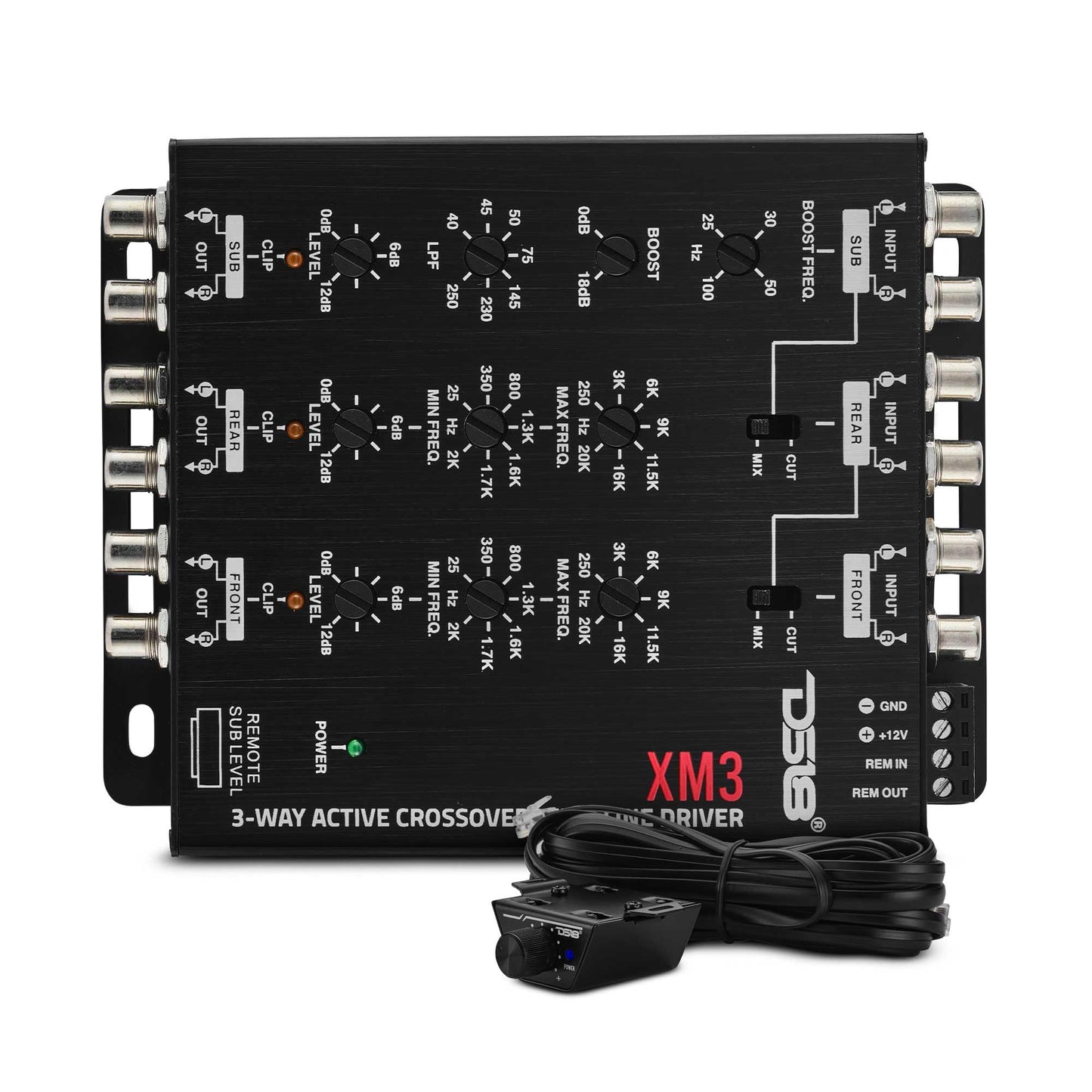 DS18 DS-XM3 Two-to-Three Way Electronic Crossover with Remote Control