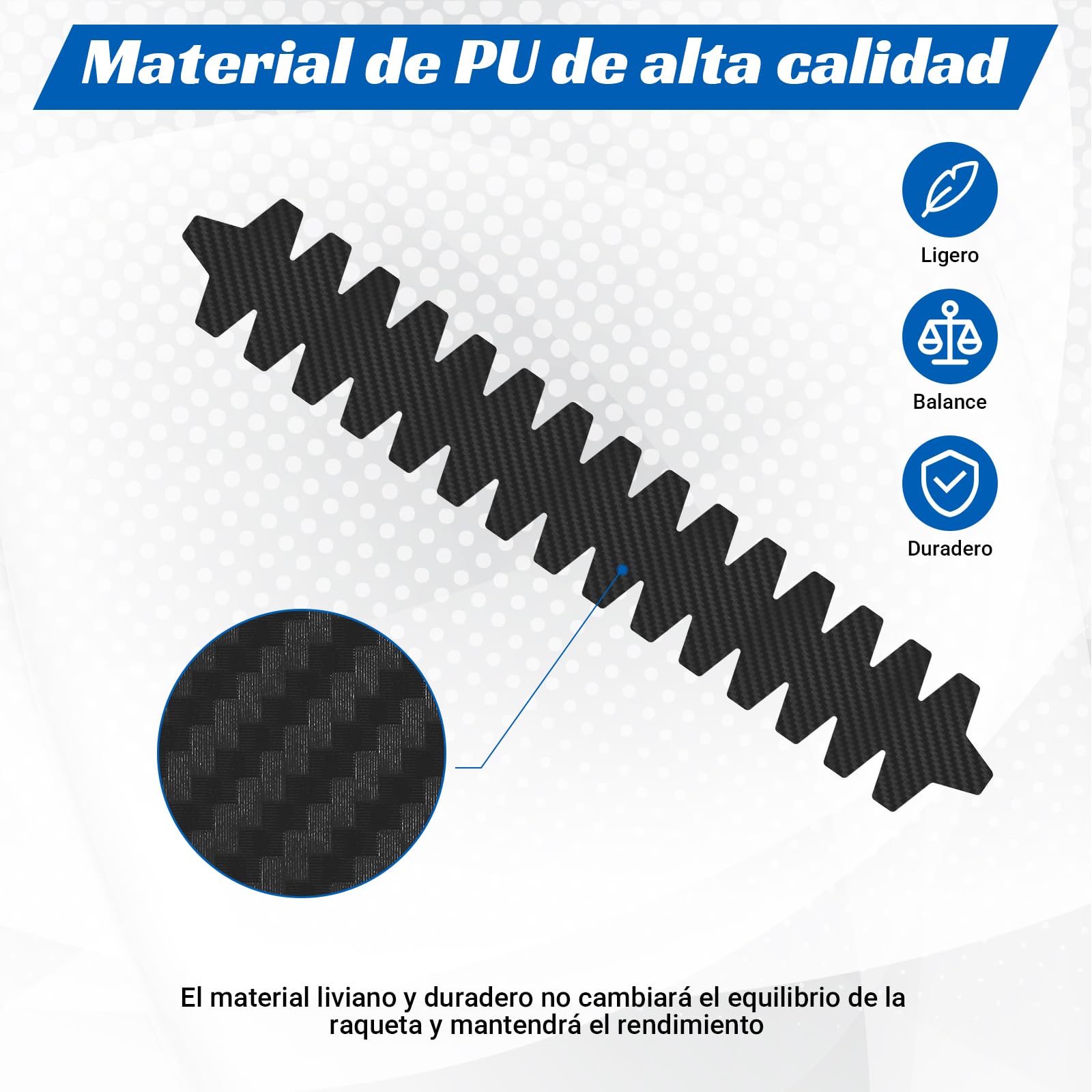 Protector Pala Padel QMCZLA Negro Diseño de Aleta 68 mm Ajustable