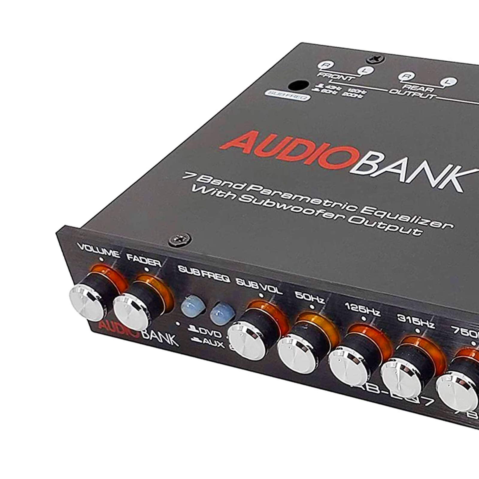 Ecualizador de Audio Audiobank 7 Bandas Ajustable para Coche con Salida de Subwoofer 43-120Hz