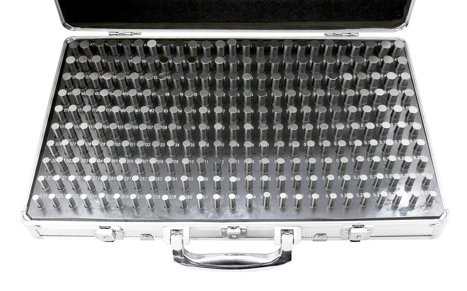 Juego de Calibradores de Clavijas de Acero Accusize Industrial Tools 0.251-0.500 Pulgadas Menos Clase Zz con Caja de Aluminio Confiable