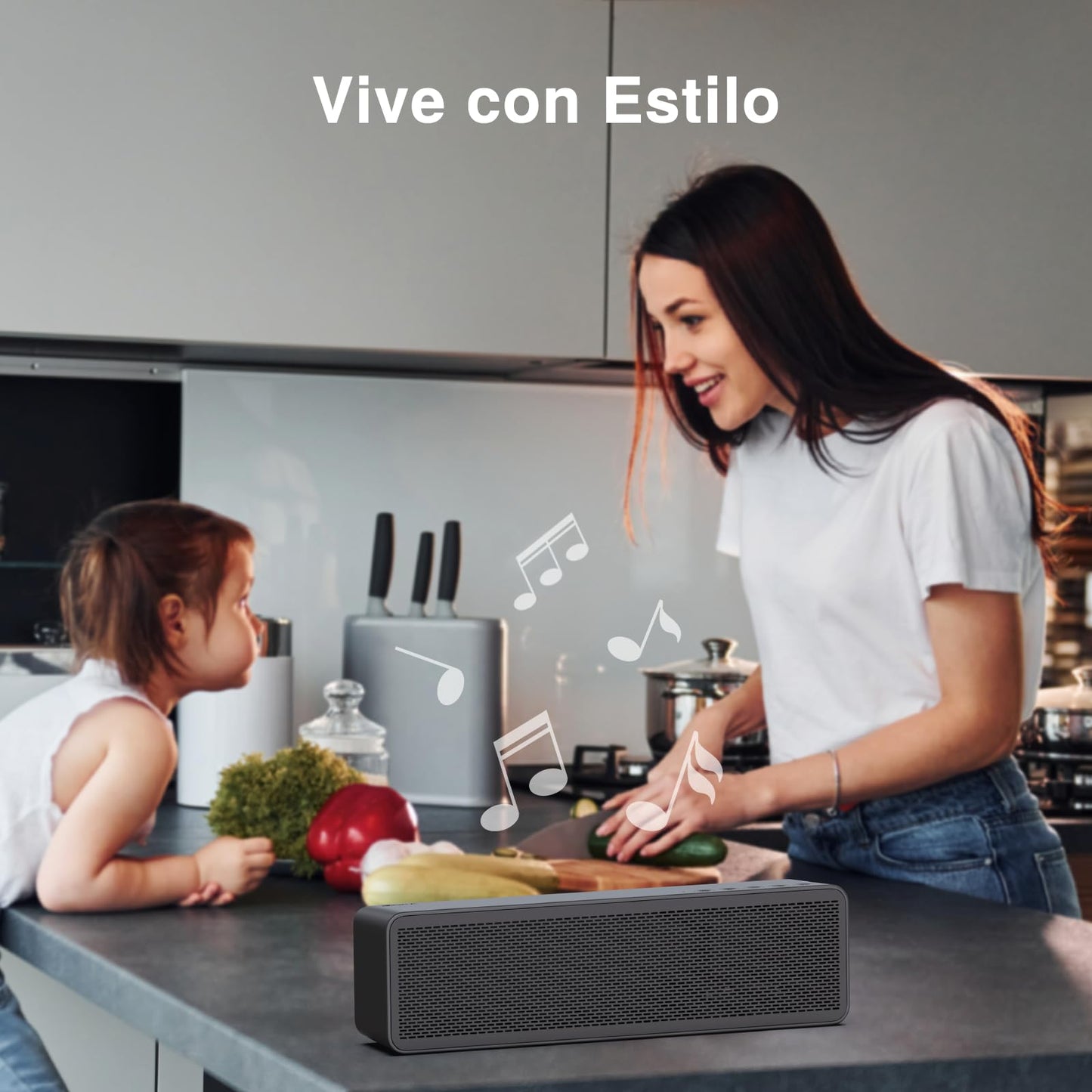 Barra de Sonido Bocina Bluetooth 20W Negro con Batería 2400mAh Inalámbrica para Interior y Fiesta