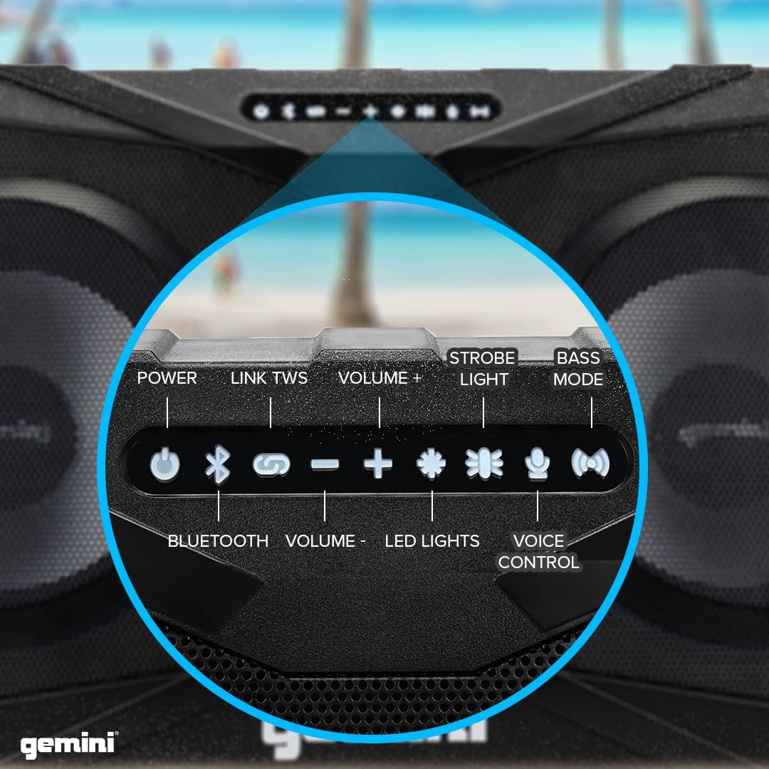 Gemini Sound SOSP-8BLK Soundsplash Recargable Impermeable inalámbrico 420 W Potencia máxima Flotante Altavoz Fiesta