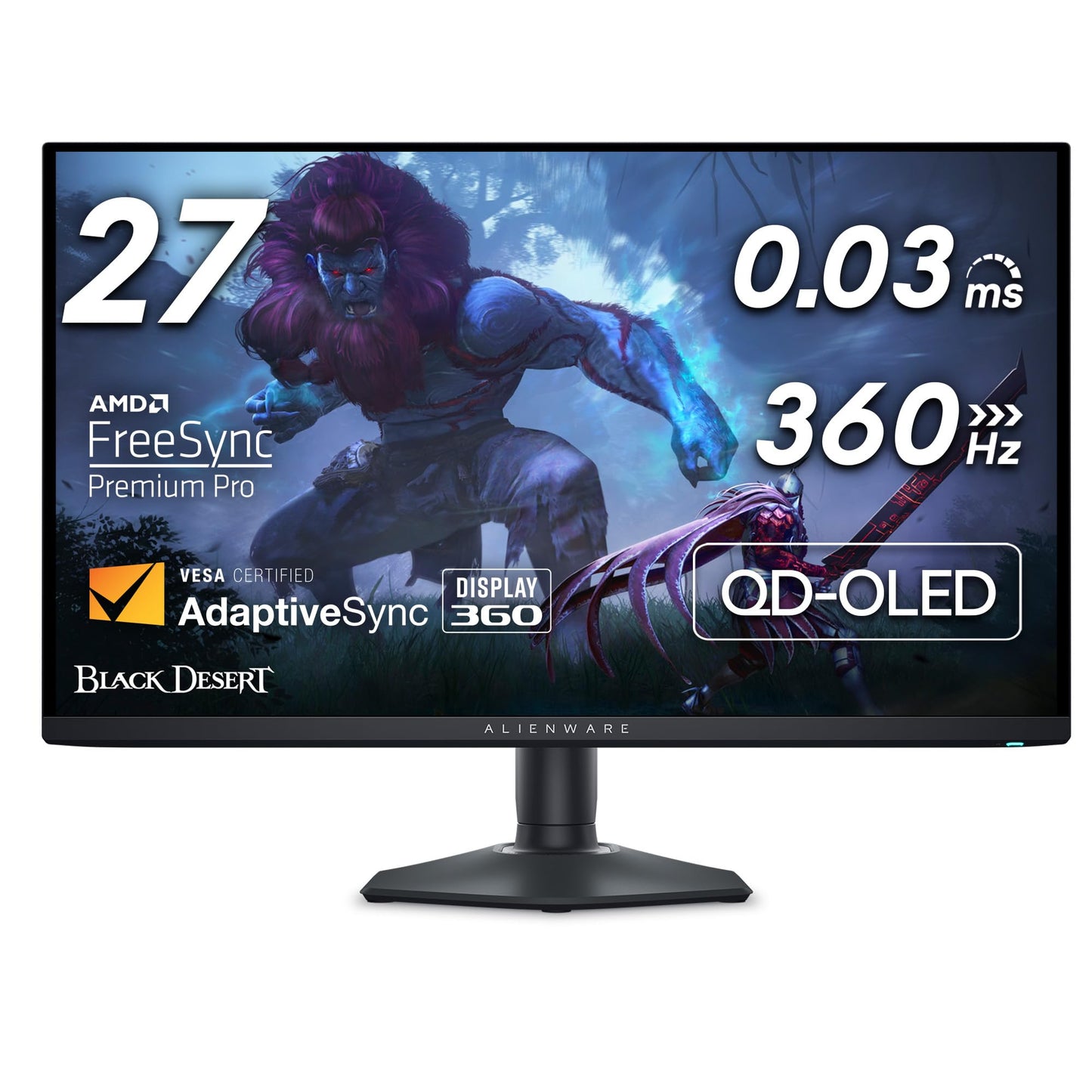 Monitor Alienware AW2725DF OLED Negro 26.7 Pulgadas WQHD 360Hz AMD FreeSync Premium Pro para Juegos