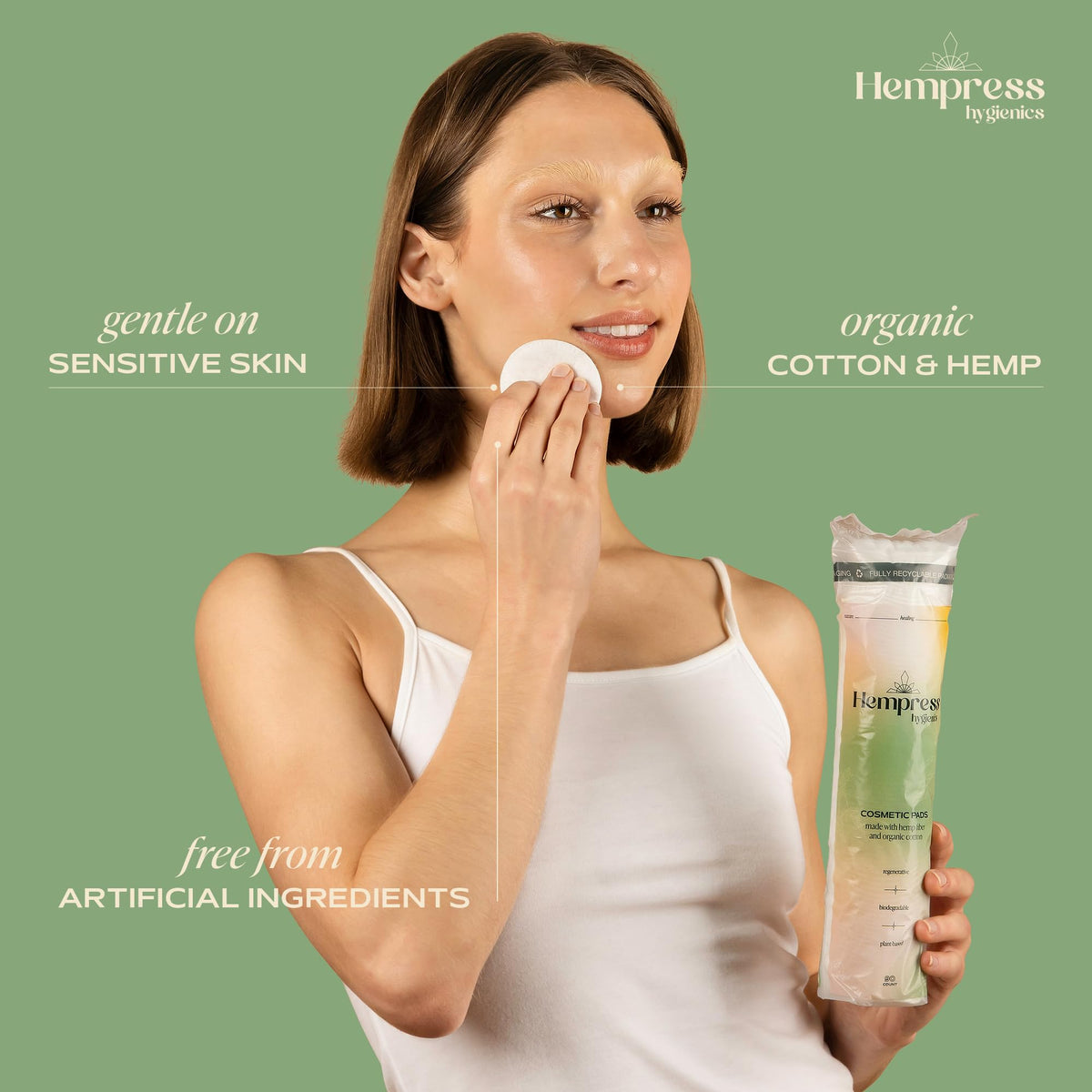 Discos De Algodón Orgánico Hempress Hygienics Veganos para El Rostro