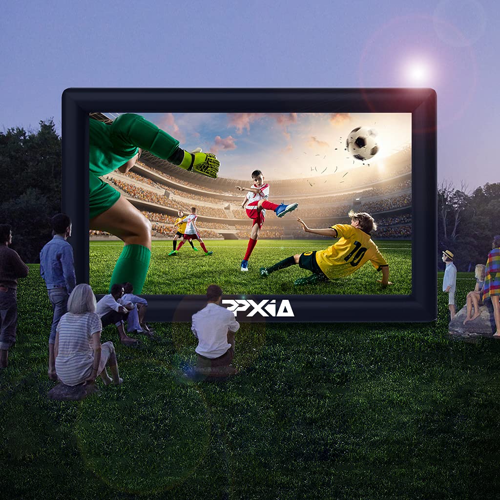 PPXIA - visualización de proyector soplado para exteriores, 33 pies, soporta proyección delantera y trasera, visualización de proyector inflable extragrande con soplador de aire para noches de cine en
