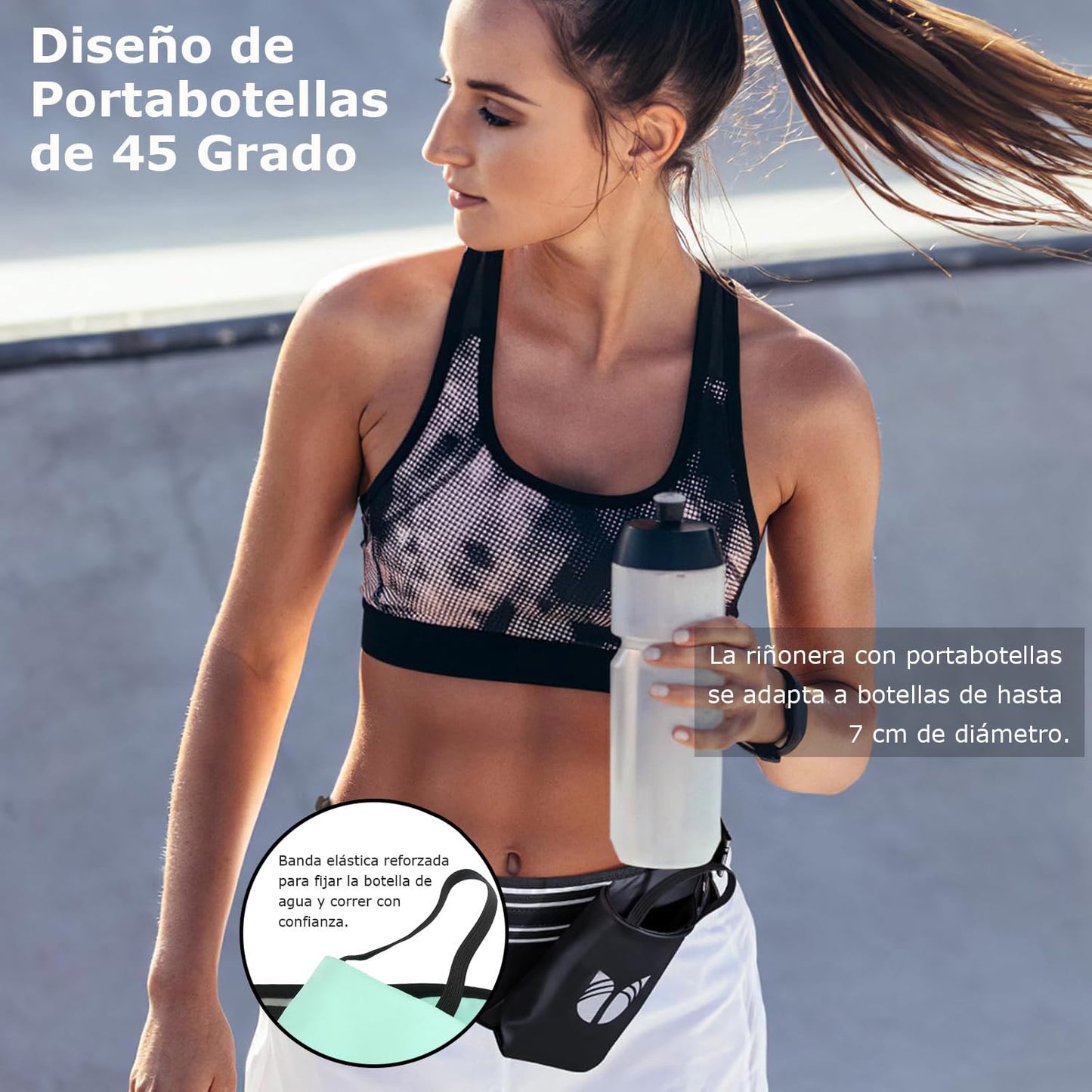 Cinturón de Hidratación MOSU Verde con Soporte para Botella y Correa Ajustable para Correr para Mujeres y Hombres