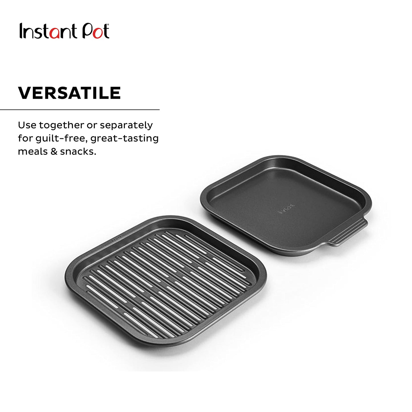 Instant Vortex - Sartén antiadherente oficial para parrilla, 2 piezas, color gris