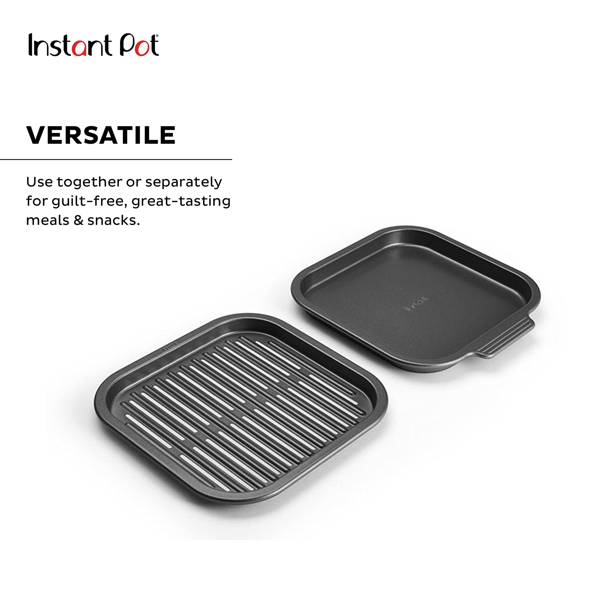 Instant Vortex - Sartén antiadherente oficial para parrilla, 2 piezas, color gris