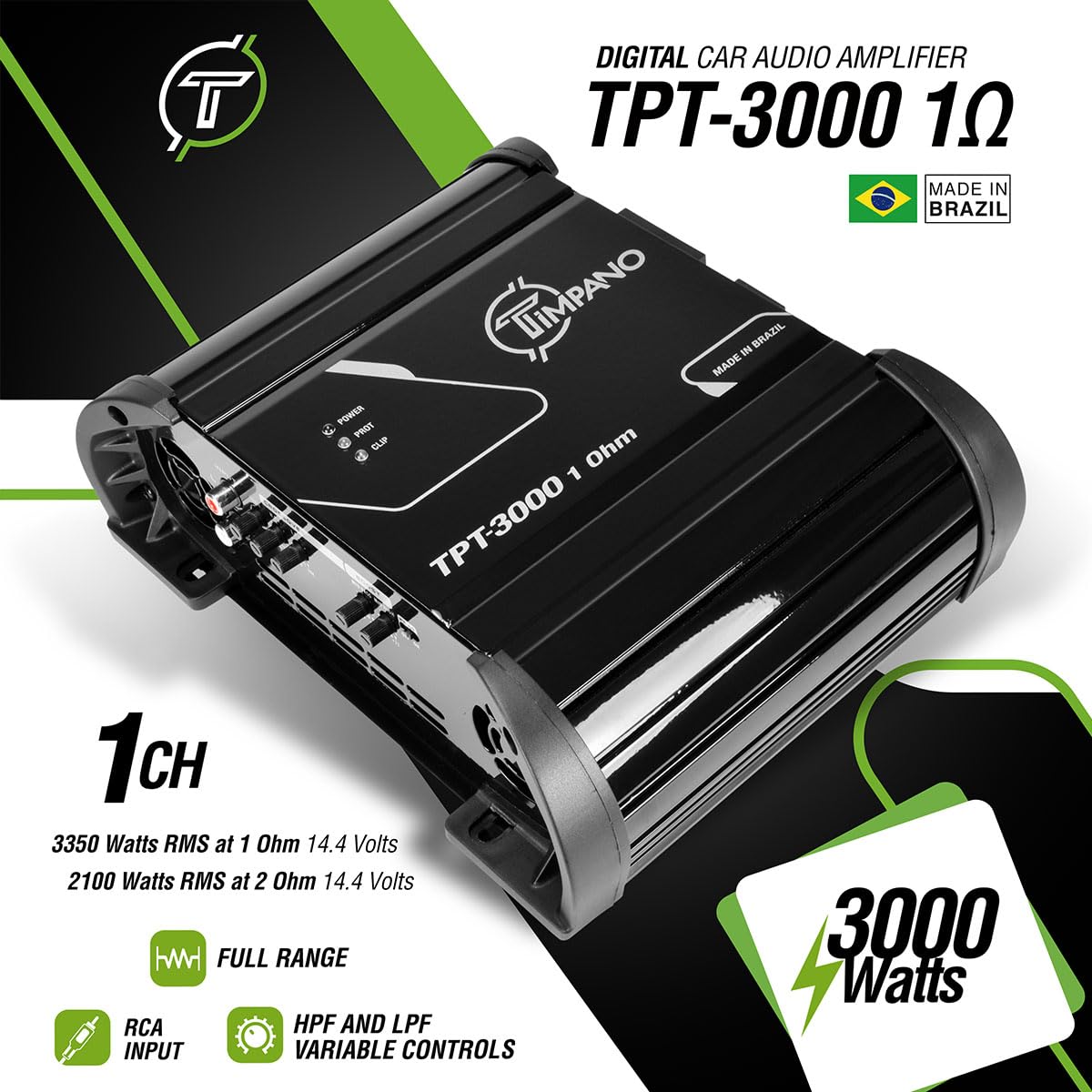 Amplificador Compacto Timpano TPT-3000 1 Ohmio Clase D 3000 Vatios para Coche