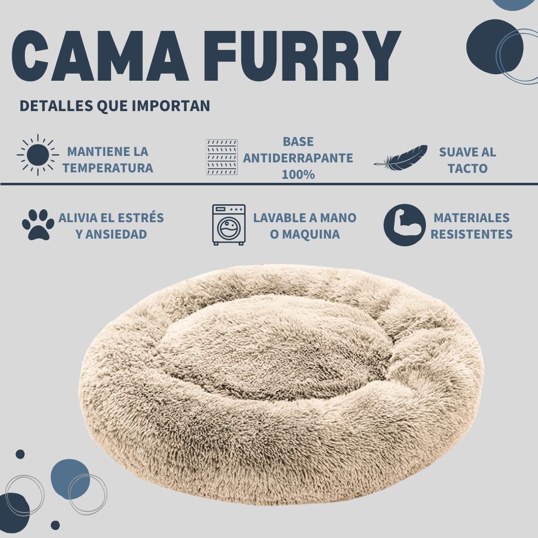 Cama para Perros PET TO BED Beige Antiestrés Redonda Esponjosa Large