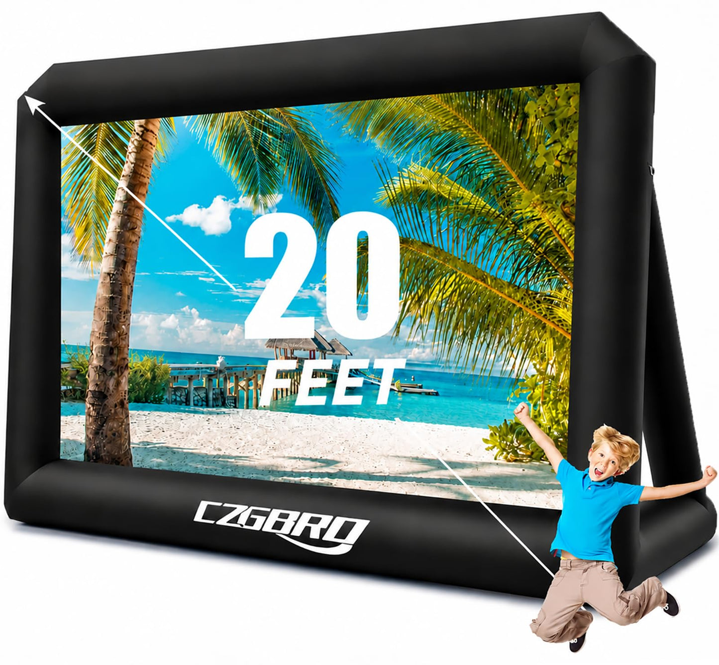 CZGBRO - visualización inflable para proyector – visualización de cine al aire última intervensión para fiestas de películas, patio trasero exterior con soplador de aire y bolsa de transporte,