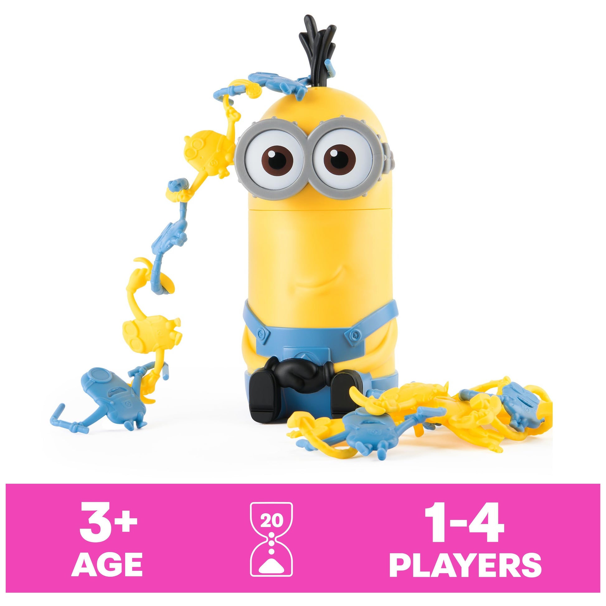 Barrel of Monkeys Minions, juego retro de conectar piezas para toda la familia | Juegos para niños en edad preescolar | Juegos clásicos | Juegos para noches de juegos en familia, a partir de 3 años