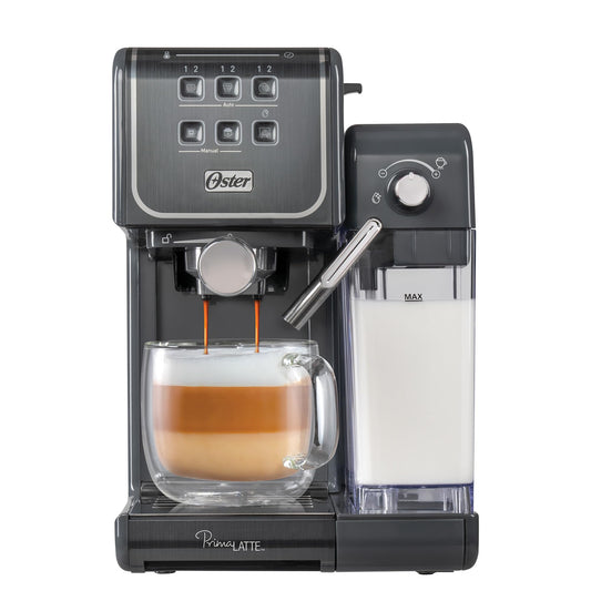 Cafetera Oster Gris con Panel Táctil y Funciones Automáticas para Espresso, Cappuccino y Latte