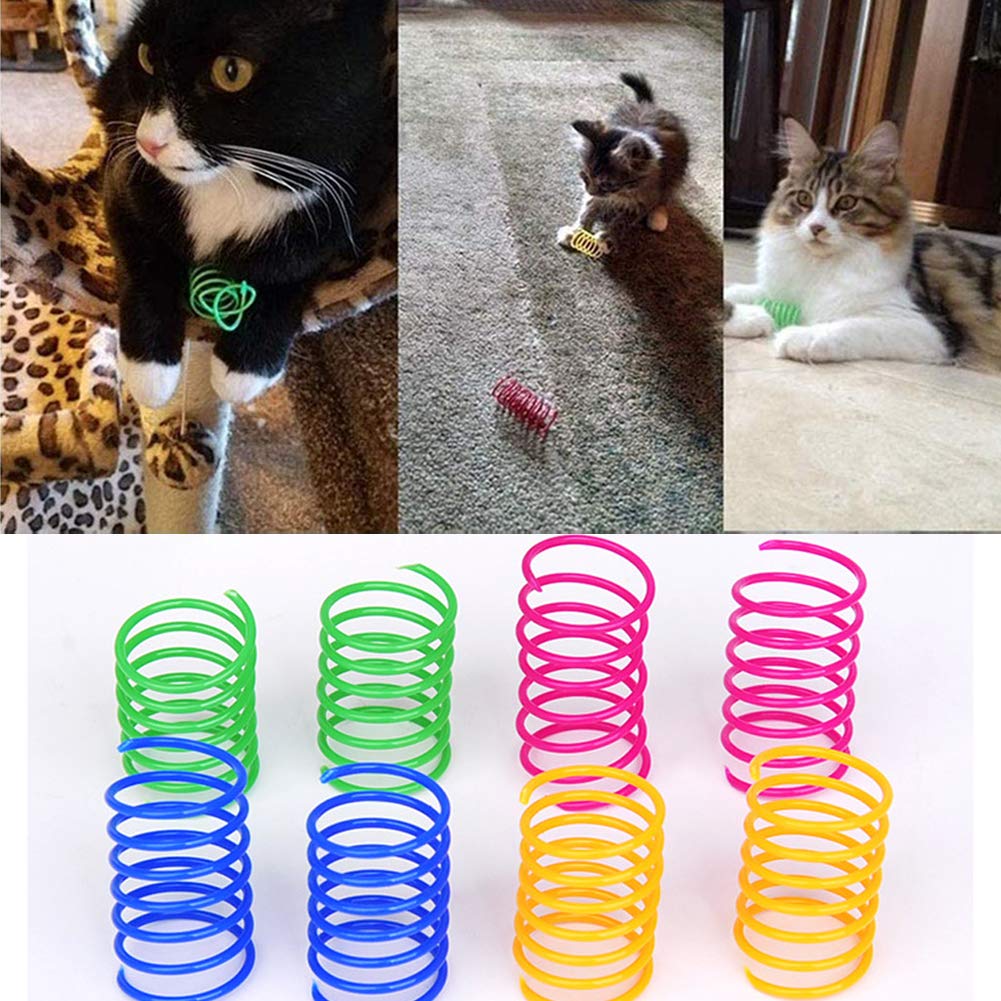 MICOKA - Muelles de muelle para gato (60 unidades), diseño de gato y gatitos en espiral para golpear, morder, caza y juego saludable activo (color al azar)