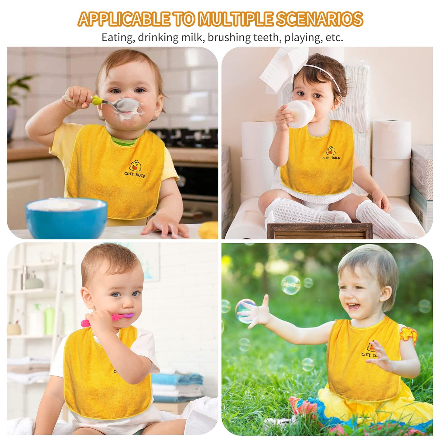 RAXIFU - Paquete de 3 baberos para bebés para niñas o niños, baberos para alimentación