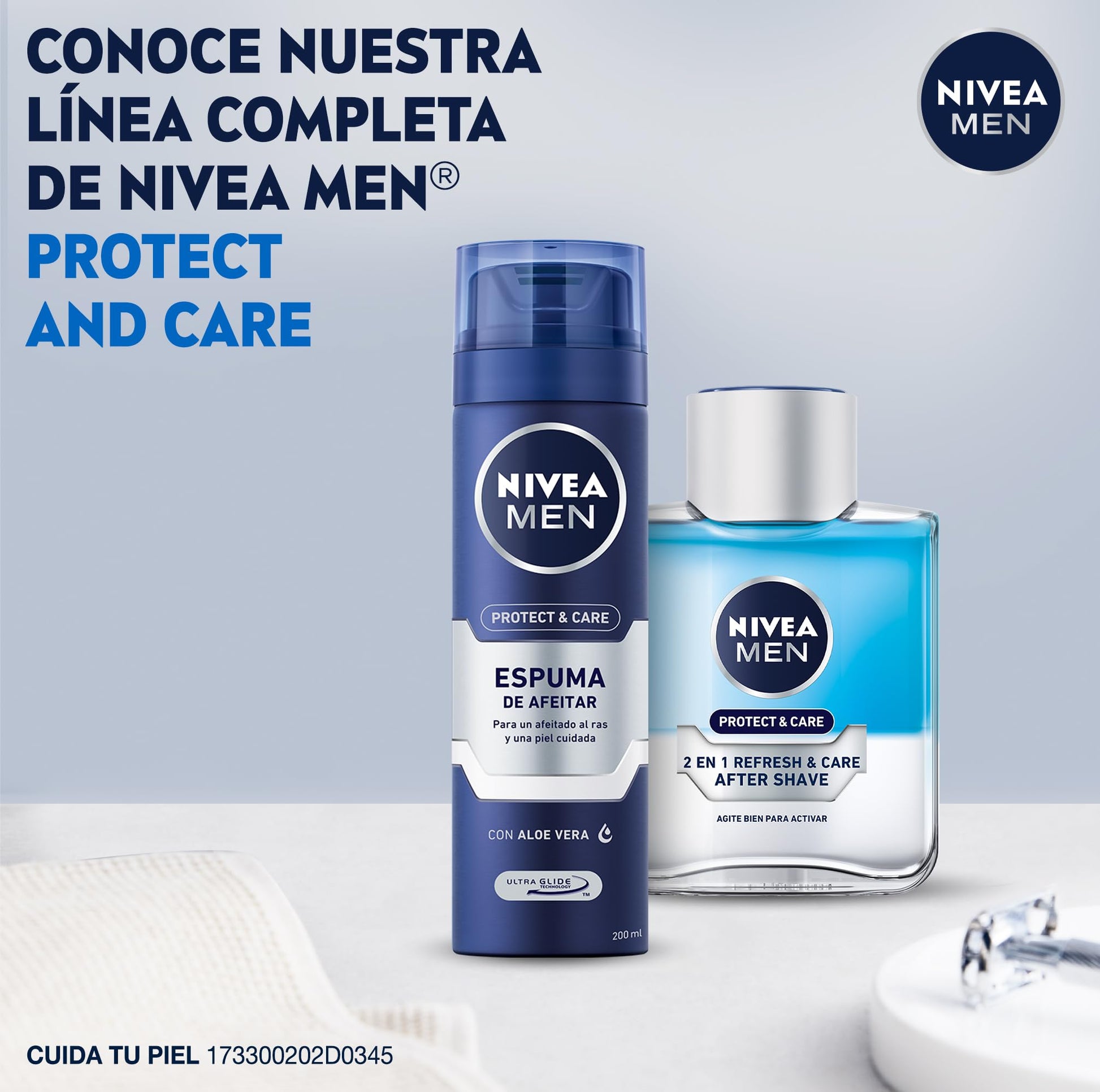 NIVEA MEN After Shave Loción Refrescante Después De Afeitar Protect & Care (100 ml) con Pro Vitamina B5 y Mentól previene la resequedad de la piel, sensación de frescura y fragancia masculina