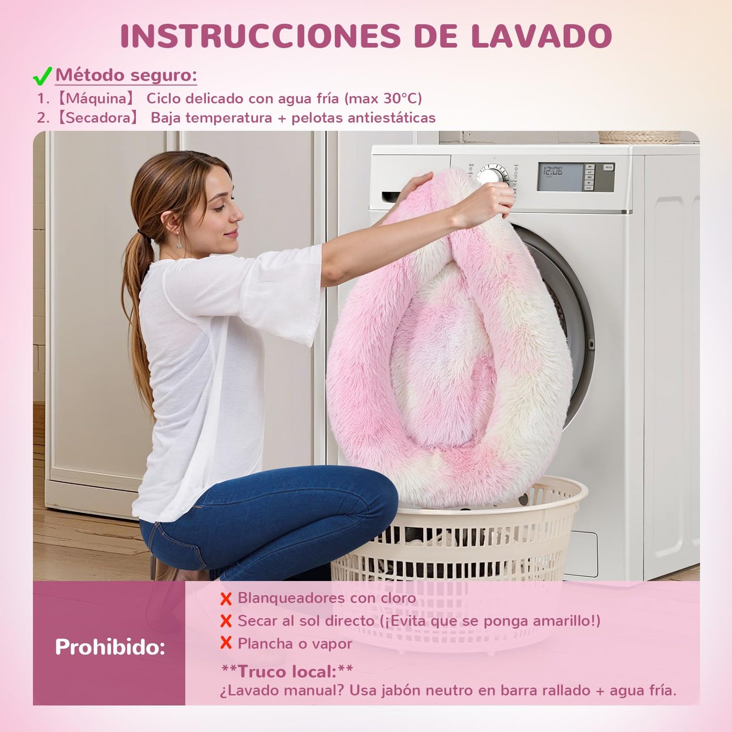 Cama Donut para Perro Spring Blossoms Arcoiris Antideslizante y Lavable Autocalentable 60 cm