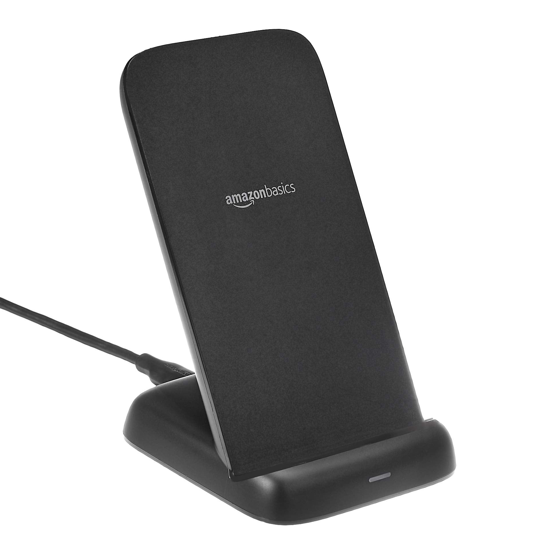 Soporte de Carga Inalámbrico Amazon Basics Negro Certificado Qi de 10 W