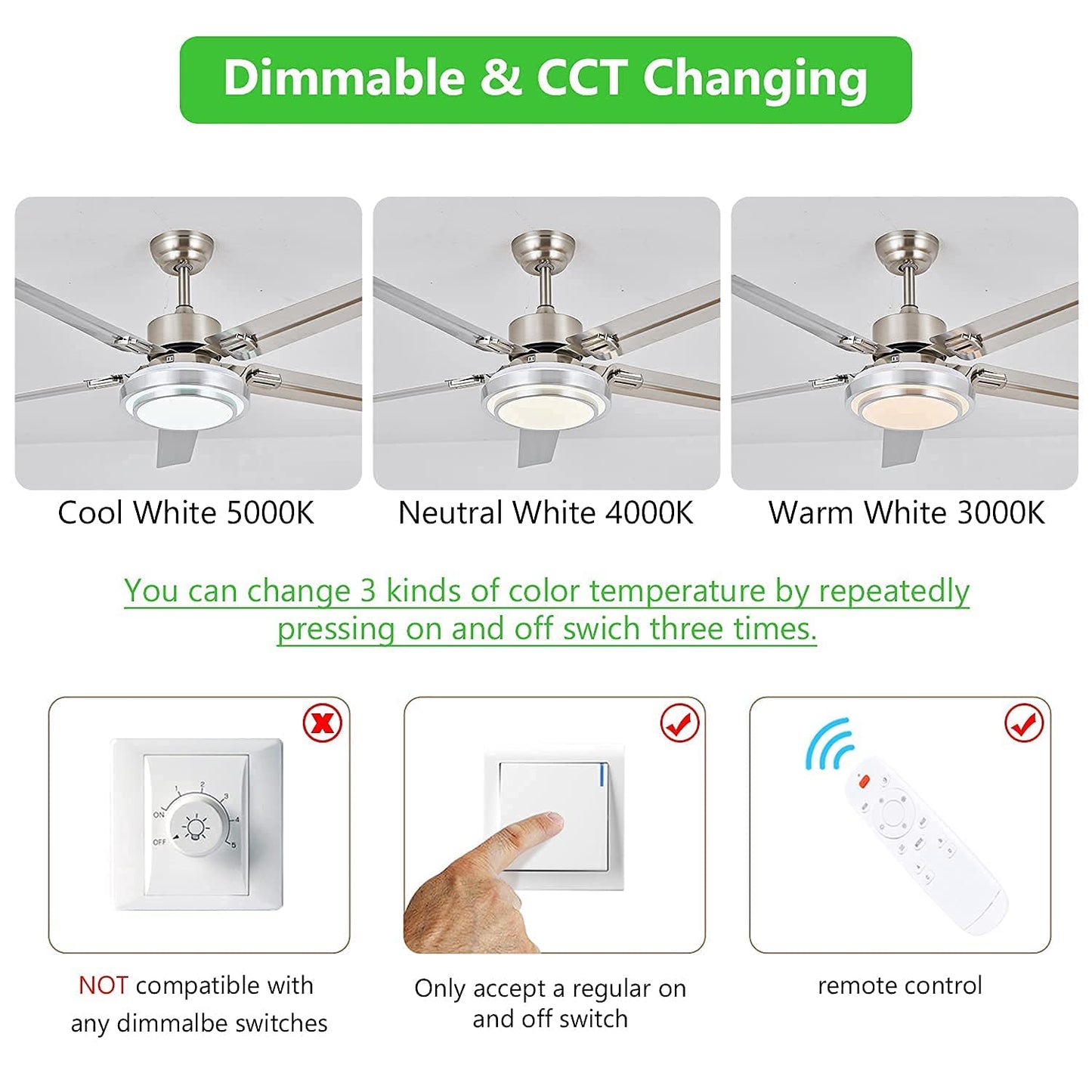 Ventilador de Techo OBCGT Níquel Cepillado con Control Remoto y Luz LED Regulable