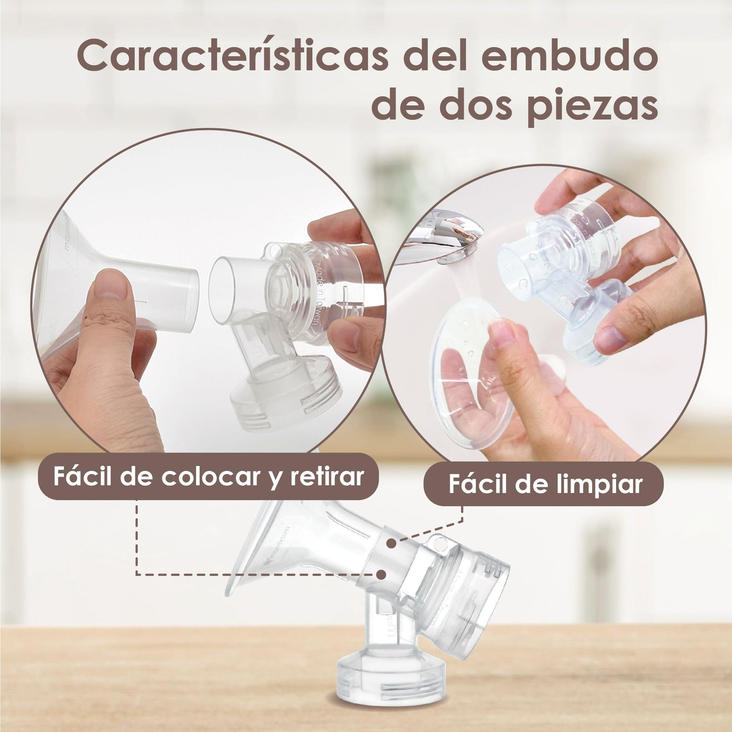 Maymom MyFit 17 mm tamaño mediano, embudos de diseño de dos piezas, compatibles con piezas de extractor Medela; compatibles con embudos Medela PersonalFit Flex, piezas de extractor Freestyle, ideales para sujetadores manos libres, 2 pzs