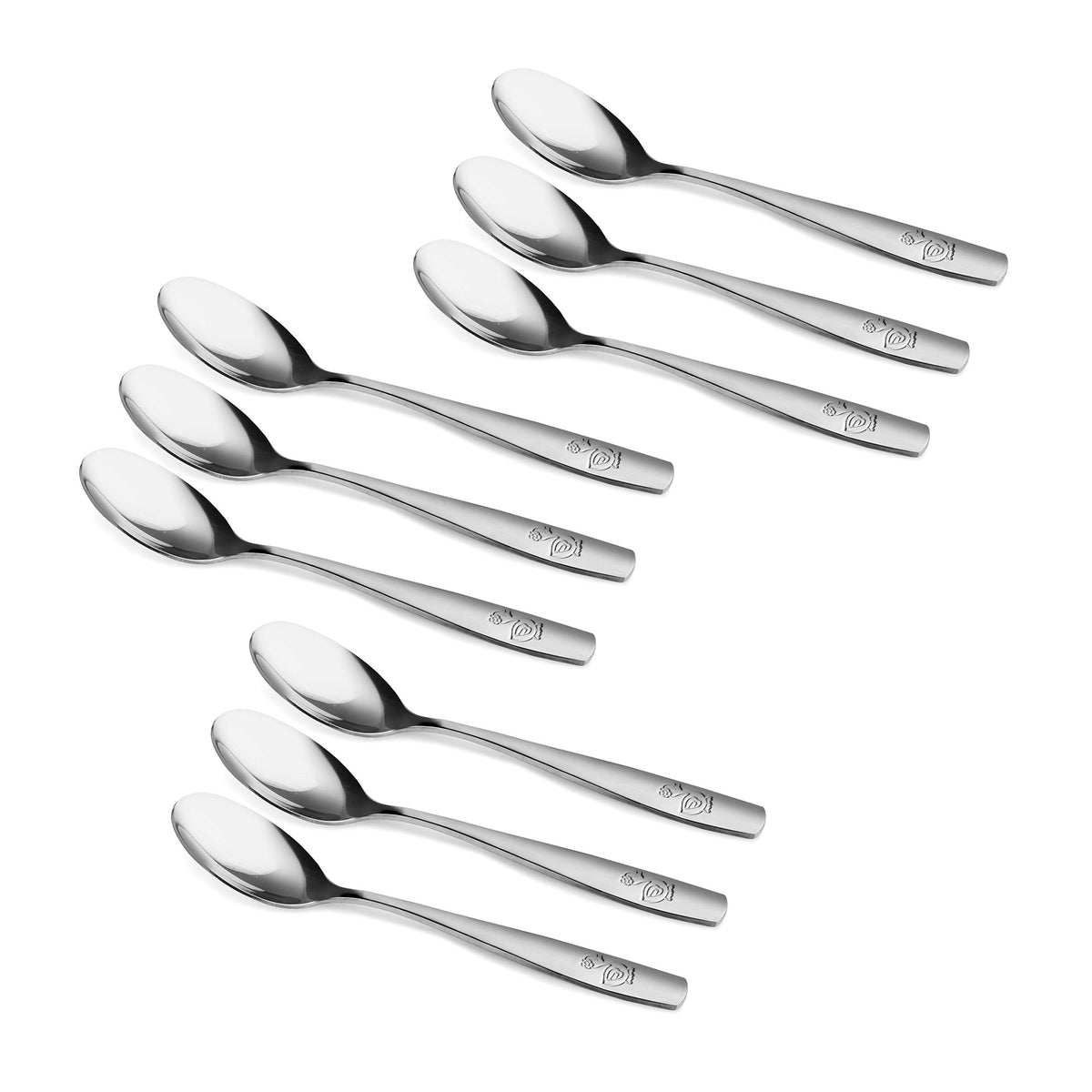 Juego de cubiertos de acero inoxidable para niños, 9 piezas, para niños y bebés, ideal para el hogar y preescolares, Spoons