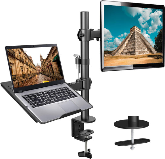 Soporte para Laptop y Monitor MORNWELL Negro Ergonomico y Ajustable 17-32 Pulgadas