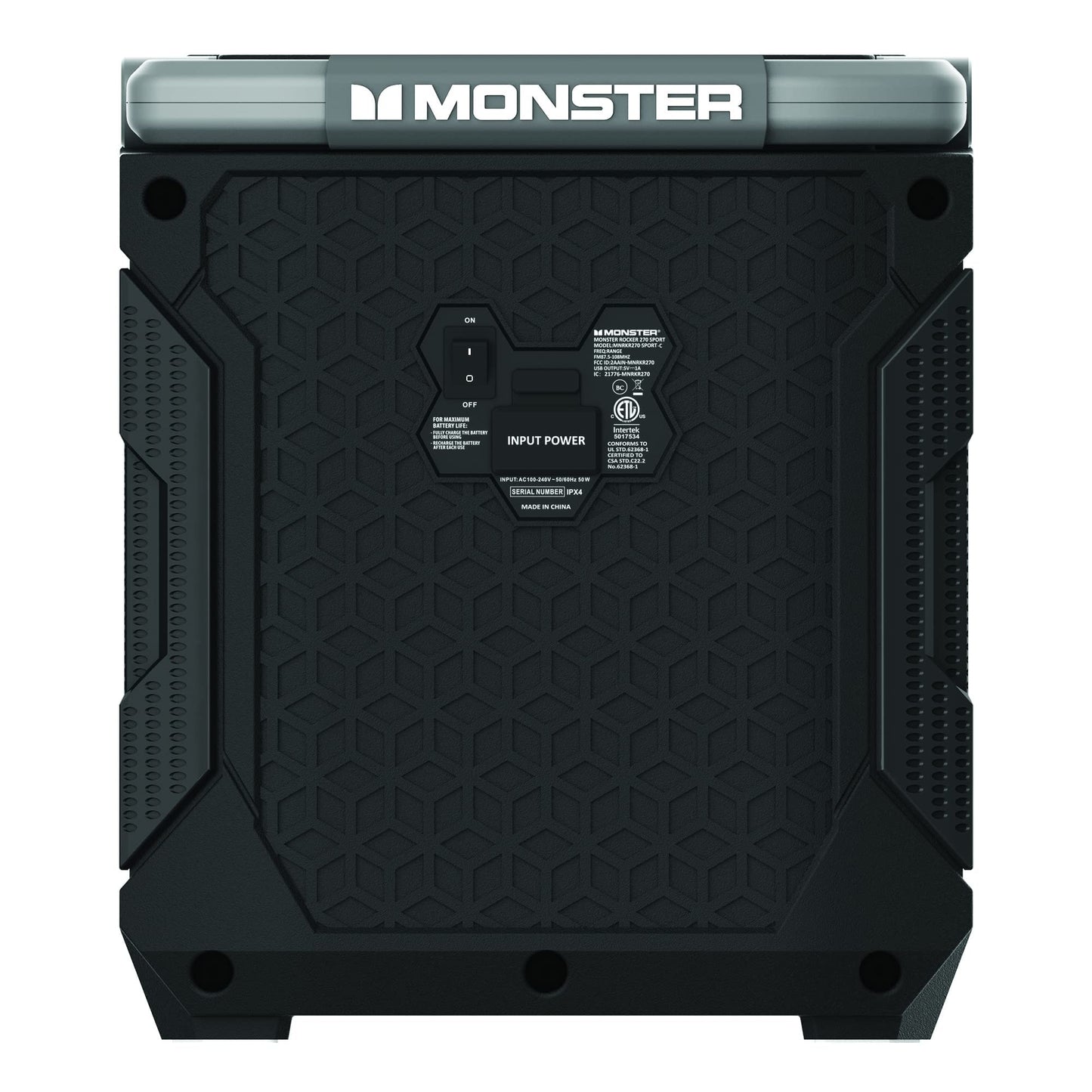 Monster Rocker 270 Sport | Altavoz inalámbrico portátil para interiores y exteriores, 60 vatios, hasta 24 horas de tiempo de reproducción, IPX4 resistente al agua, se conecta a otro altavoz TWS