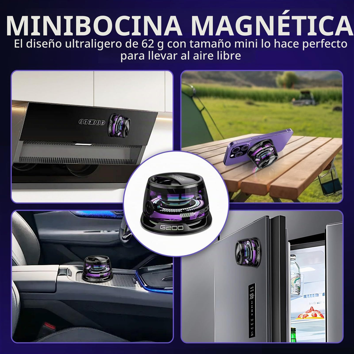 Altavoz Bluetooth Portátil ZNCRSISTY G200 Magnético RGB para Adolescentes