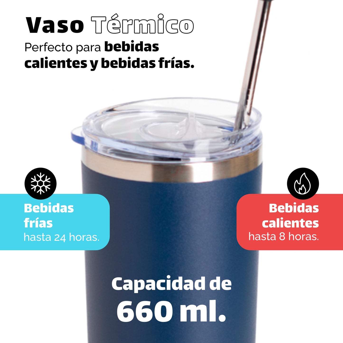 Vaso Térmico NORDAY Navy Acero Inoxidable Antiderrame para Mujer y Hombre