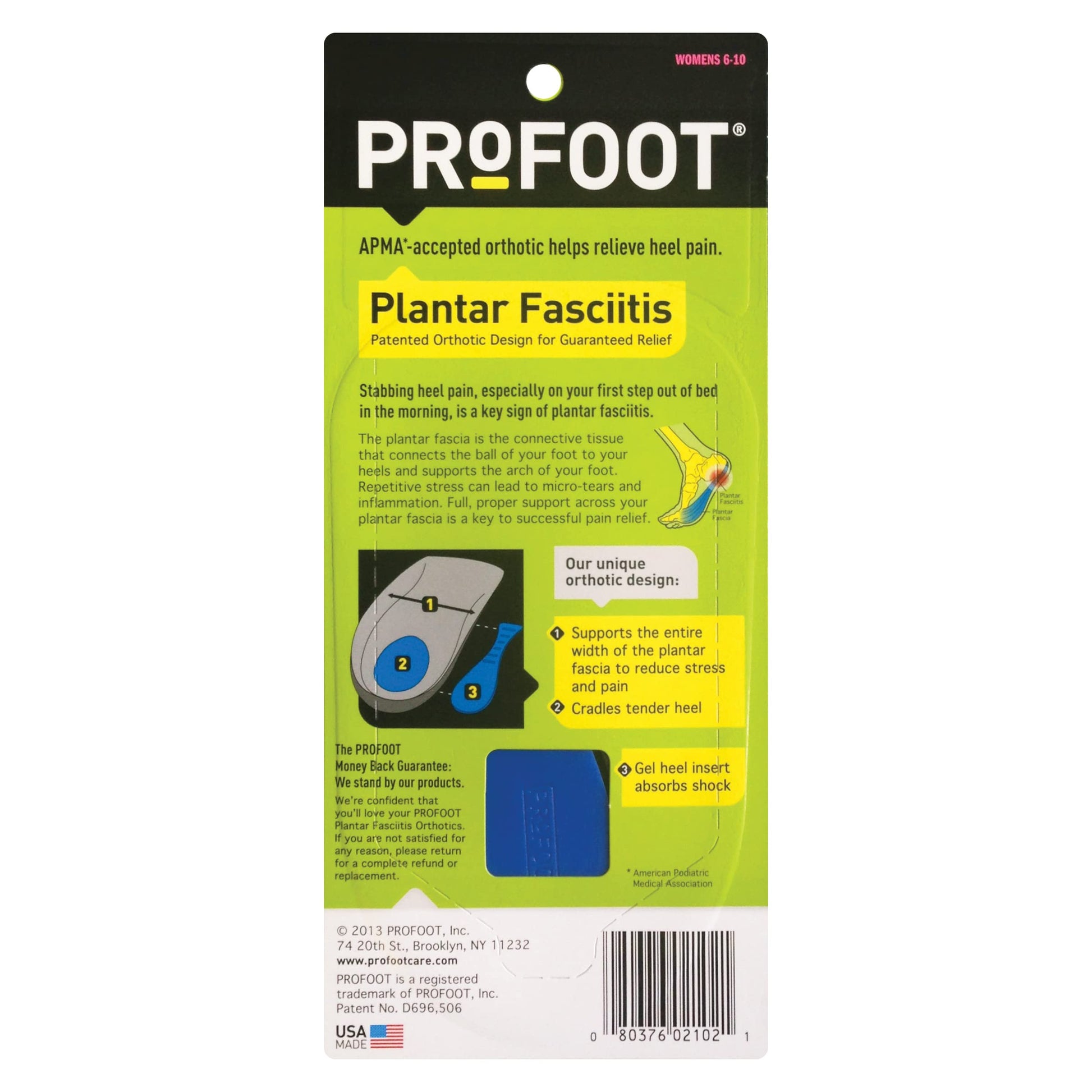 Plantillas Ortopédicas PROFOOT para Fascitis Plantar Mujer 6-10