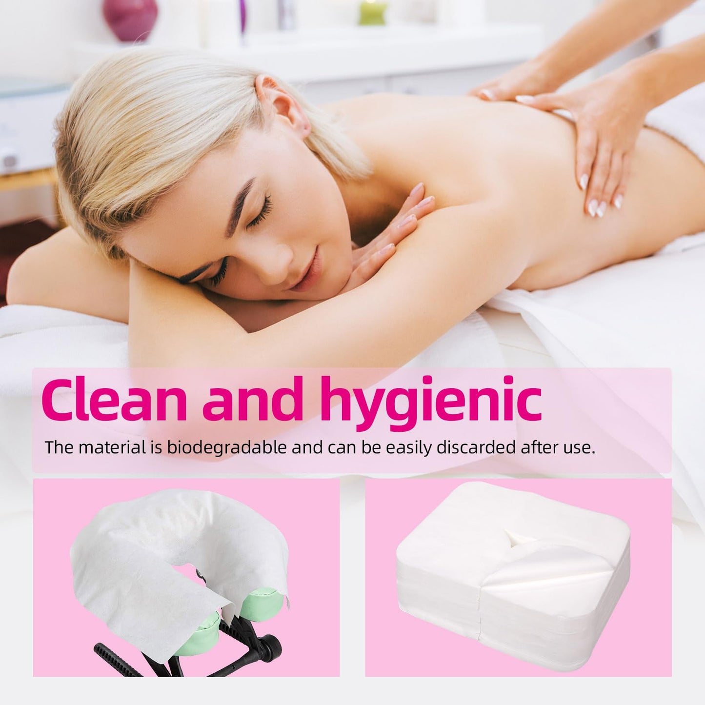 INNOVIO - Fundas desechables para cuna facial, 300 unidades, de grado médico, lujosas, suaves y no tejidas para mesa y silla de masaje, fundas desechables para reposacabezas de 16 x 12 pulgadas